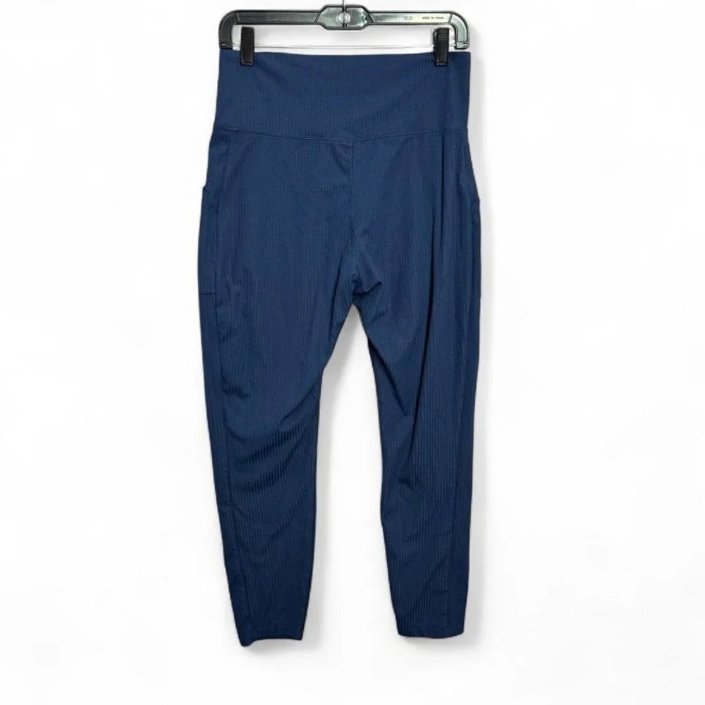 REI Co-op Ribbed Pocket Leggings Blue High Rise Active Hiking Gym Yoga Pant Sz L